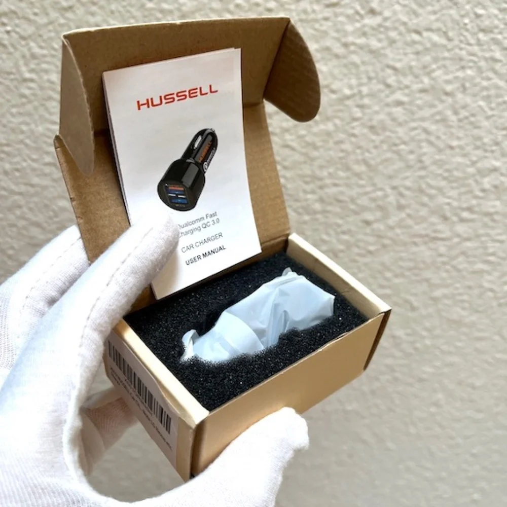 Hussell Car USB Charger Port Adaptor. NIB NWT Quick Car Charger.